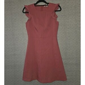 Ann Taylor LOFT Flutter Sleeve Sheath Dress Dusty Rose Sleeveless Pockets Size 0